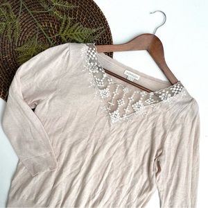 Monsoon Womens Sweater Cream Embroidered 3/4 Sleeve Cream 12